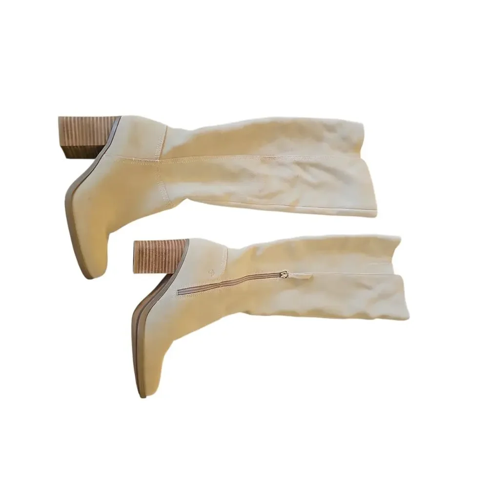 Naturalizer Kyrie womens suede water repellent knee-high boots cream sz 6 $265